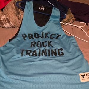 Under Armour Project Rock Training Tank in Light Blue Reversible Mesh